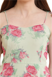 Light Green Printed A Line Georgette Dress