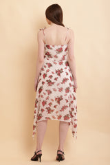 Seekatel White Printed ALine Georgette Midi Dress