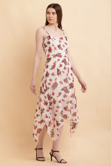 Seekatel White Printed ALine Georgette Midi Dress