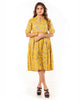 Yellow Paisley Print Cotton A-Line Dress