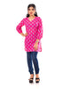 Pink Booti Print Cotton Short Kurti