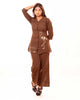 Brown Pure Cotton Co-ord Set with Flamingo Embroidery