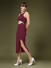 Women's Cutout Maroon Midi Dress