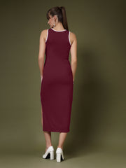 Women's Cutout Maroon Midi Dress