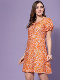 Orange A-Line Short Dress