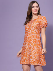 Orange A-Line Short Dress