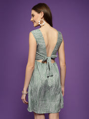 Abstract Printed Backless A-Line Dress