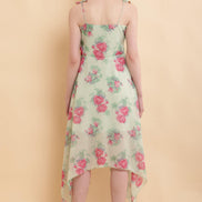 Light Green Printed A Line Georgette Dress