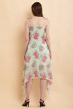 Light Green Printed A Line Georgette Dress