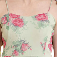 Light Green Printed A Line Georgette Dress