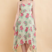 Light Green Printed A Line Georgette Dress