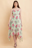 Light Green Printed A Line Georgette Dress