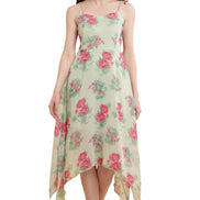 Light Green Printed A Line Georgette Dress