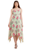 Light Green Printed A Line Georgette Dress