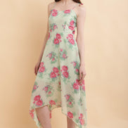 Light Green Printed A Line Georgette Dress