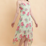 Light Green Printed A Line Georgette Dress