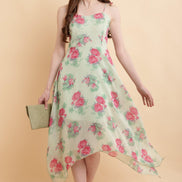 Light Green Printed A Line Georgette Dress