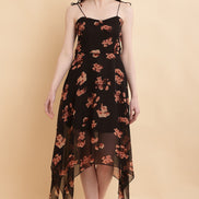 Seekatel Black Printed ALine Georgette Midi Dress