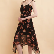 Seekatel Black Printed ALine Georgette Midi Dress