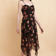 Seekatel Black Printed ALine Georgette Midi Dress
