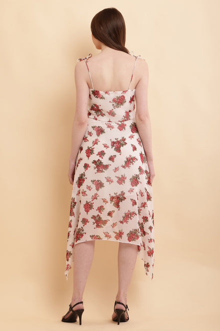 Seekatel White Printed ALine Georgette Midi Dress
