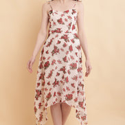 Seekatel White Printed ALine Georgette Midi Dress