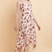 Seekatel White Printed ALine Georgette Midi Dress