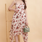 Seekatel White Printed ALine Georgette Midi Dress
