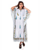 White Cypress Print Cotton Kaftan Dress