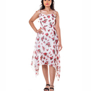 Seekatel White Printed ALine Georgette Midi Dress