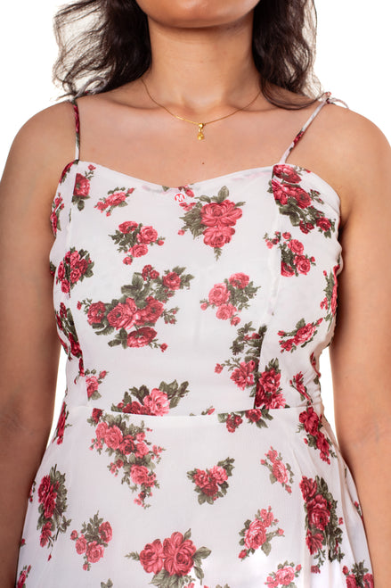 Seekatel White Printed ALine Georgette Midi Dress