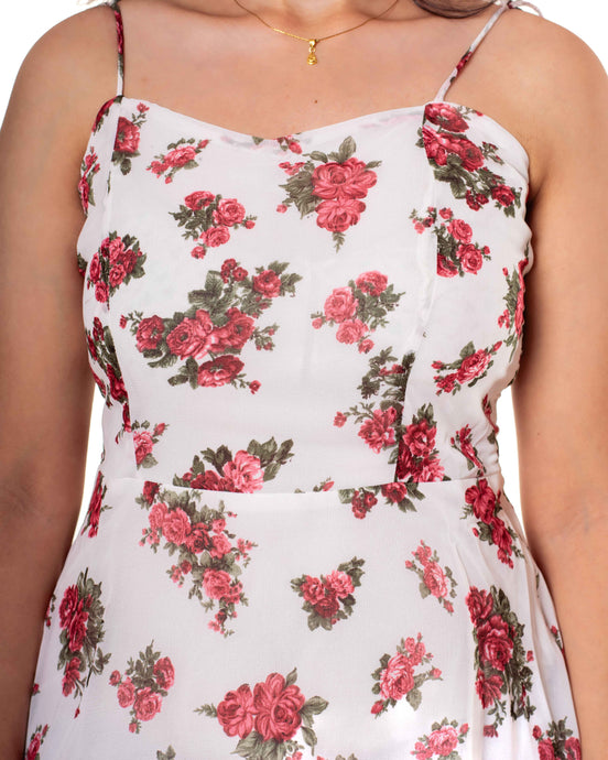 Seekatel White Printed ALine Georgette Midi Dress