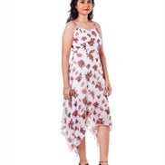 Seekatel White Printed ALine Georgette Midi Dress