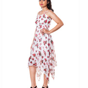 Seekatel White Printed ALine Georgette Midi Dress