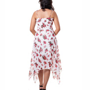 Seekatel White Printed ALine Georgette Midi Dress