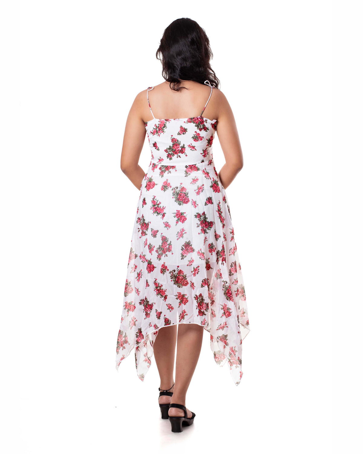 Seekatel White Printed ALine Georgette Midi Dress