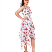Seekatel White Printed ALine Georgette Midi Dress