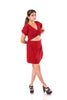 Red V-Neck Waist Cut Out Sheath Dress