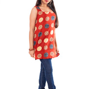 Rust Red Printed Cotton Kurti Top