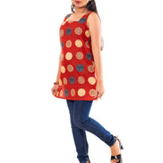 Rust Red Printed Cotton Kurti Top