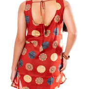 Rust Red Printed Cotton Kurti Top