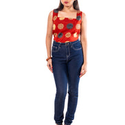 Rust Red Printed Cotton Kurti Top