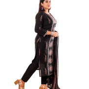Black Mandala Print Kurta Set with Dupatta