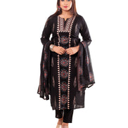 Black Mandala Print Kurta Set with Dupatta