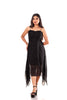 Black Polka Dot Georgette Handkerchief Hem Slip Dress for Women