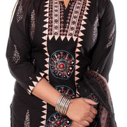 Black Mandala Print Kurta Set with Dupatta