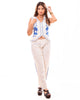 Blue Floral Embroidered Cotton flex Vest & Pants Co-ord Set
