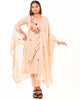 Beige Embroidered Cotton Kurta Set with Lining
