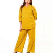Mustard Yellow Embroidered Cotton Co-ord Set