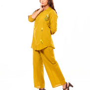 Mustard Yellow Embroidered Cotton Co-ord Set